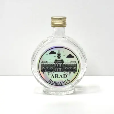 Arad romania, sticla rotunda plosca 100 ml, cu mesaj, model divgs320 02